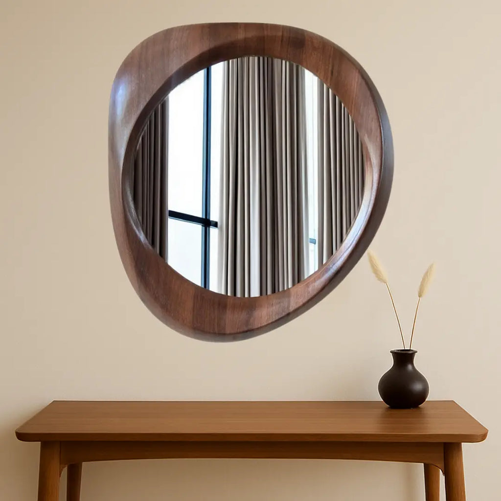 Woodworked Elegance Irregular Round Mirror