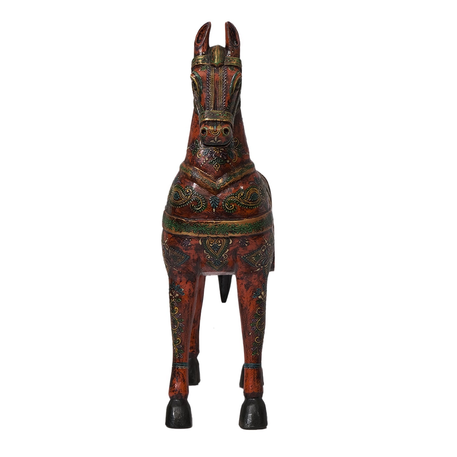 Artistically Hand Painted 24" Tall Wooden Horse Statue