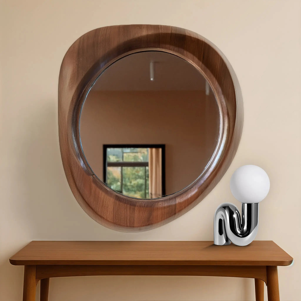 Woodworked Elegance Irregular Round Mirror